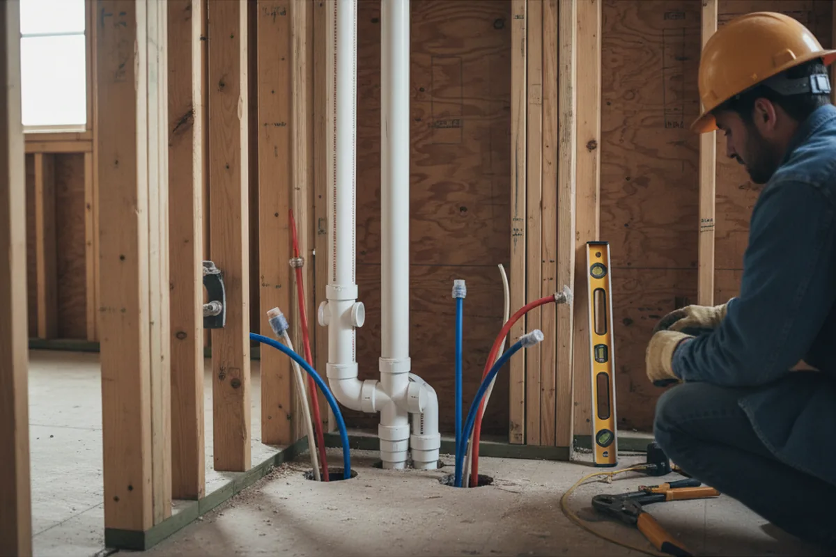 Drain and supply rough-in during Drain Cleaning in Saint Leo
