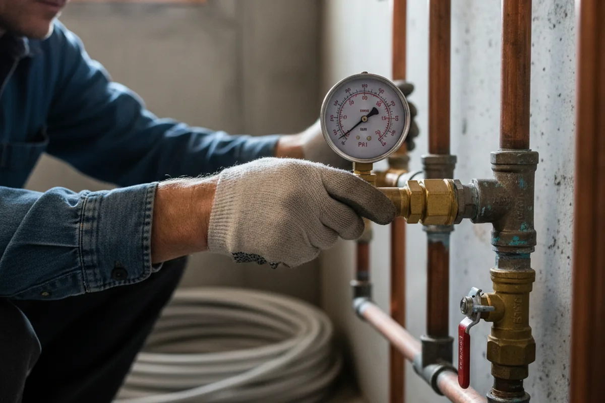 Pressure testing a repaired line during Water Line Repair in Saint Leo